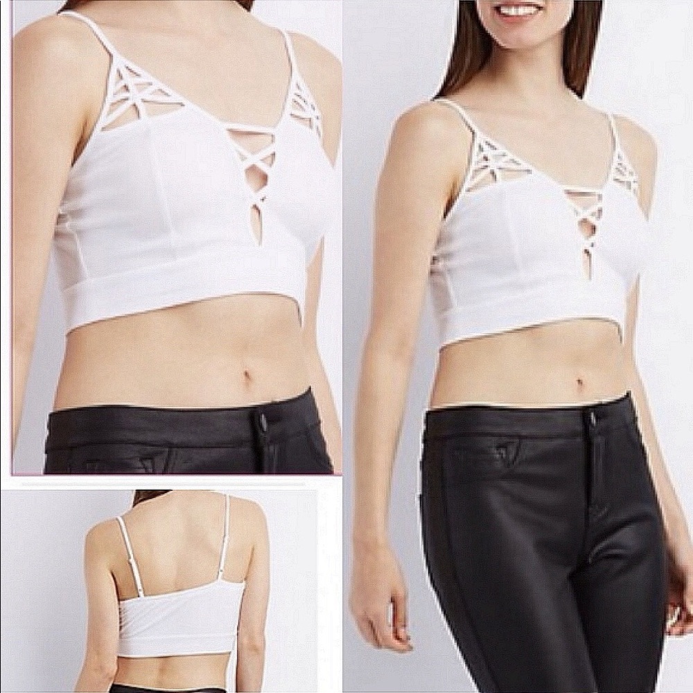 Cotton Blend Strappy Cage Crop Top Bra.